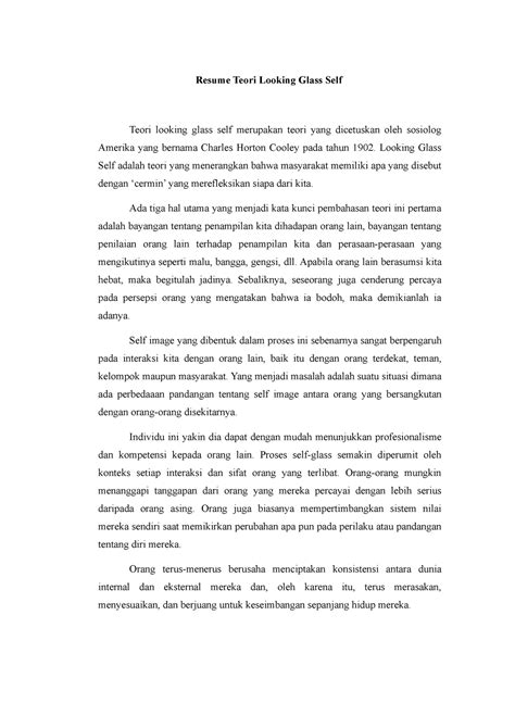 Teori Looking Glass Self - Resume Teori Looking Glass Self Teori looking glass self merupakan ...