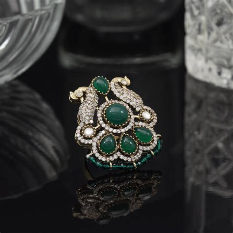 Green Color American Diamond Finger Ring – Eindiawholesale