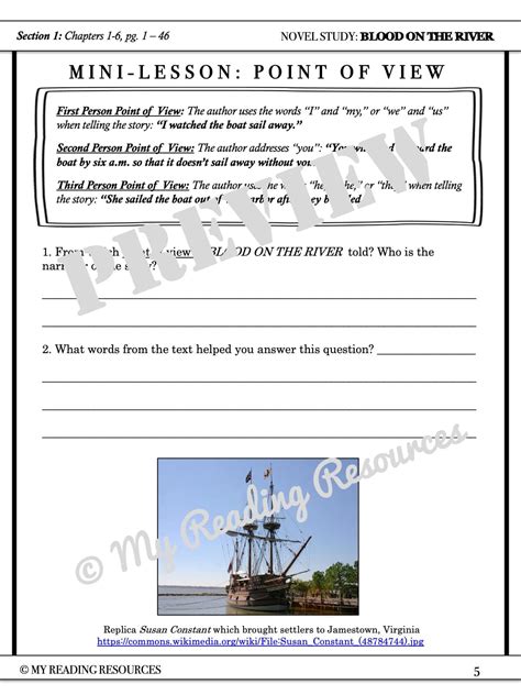 Blood on the River Student Worksheet Packet - My Reading Resources