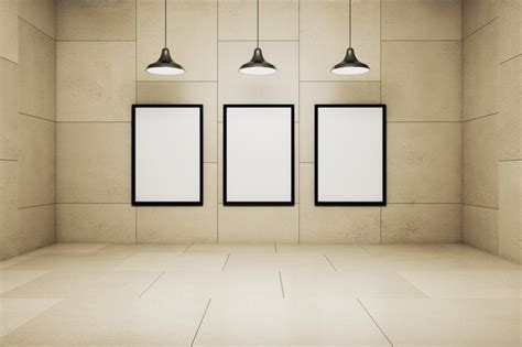 Abstract tile interior with frames | Premium Photo