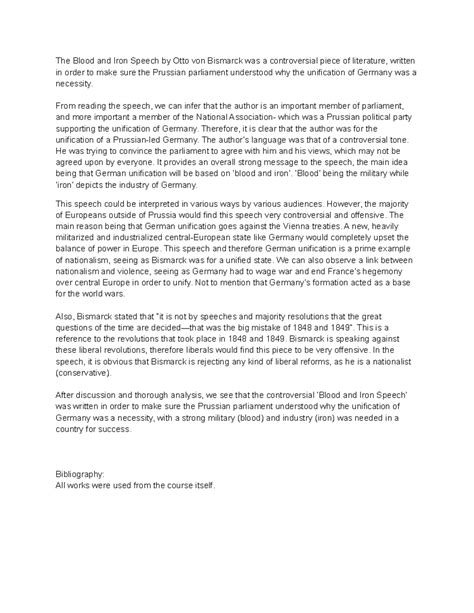 Blood And Iron Speech