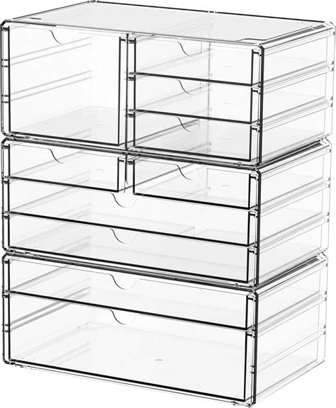 Amazon.com: Yieach 3Pack Clear Drawer Organizers Stackable,Acrylic ...