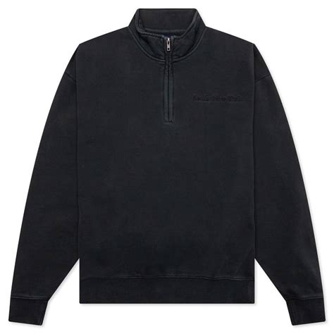 Embroidered Logo Quarter Zip Sweatshirt - Black – Feature