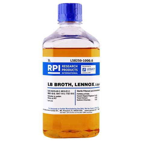 L58250-1000.0 - LB Broth, Lennox, Liquid [Luria-Bertani Broth], 1 Liter