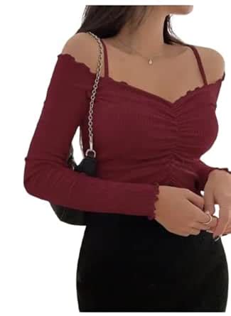 Talitha Fashion Casual Off- Shoulder Long Sleeve Solid Women Crop Top ...