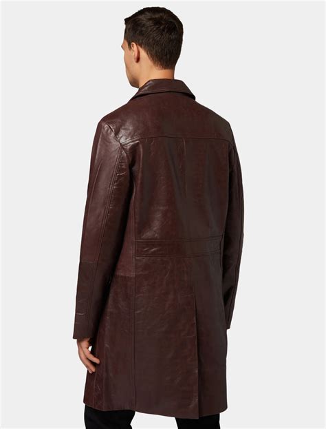 Men's John Brown Leather Trench Coat - Mens Leather Wear