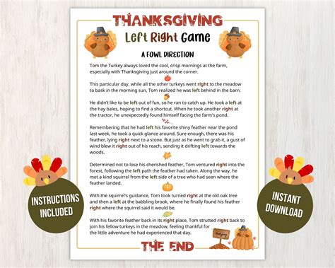 Printable Thanksgiving Left Right Game | Fanny Printable