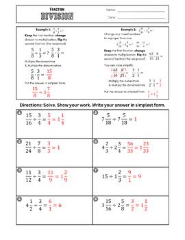 Image result for Division Fraction Examples