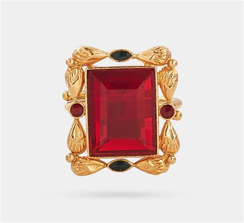 Antique finish red stone ring – Meralda Jewels
