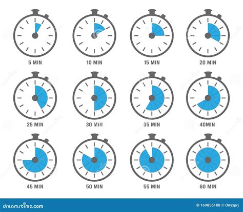Clock Symbols. Timers Minutes and Hours Circle Graph Objects 5, 10 and ...