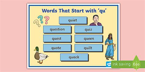 Words That Start with 'qu' Display Poster (Teacher-Made)