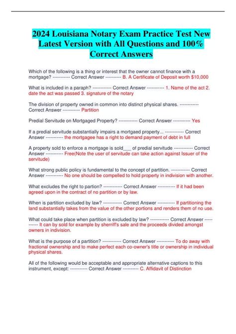 2024 Louisiana Notary Exam Practice Test New Latest Version with All ...