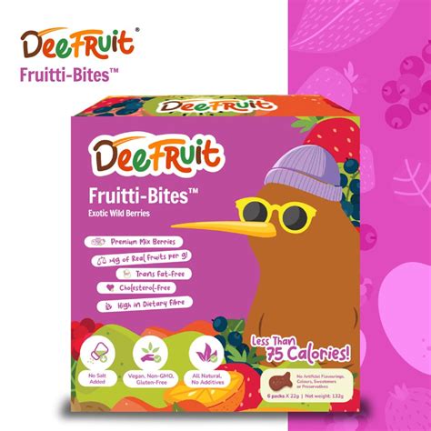 DeeFruit Fruitti-Bites, Exotic Wild Berries [1 Box | 6 Sachets] | Vitamin SG