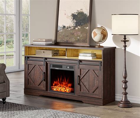 Modern Farmhouse Electric Fireplace TV Stand for 65 inch TV, Wooden ...