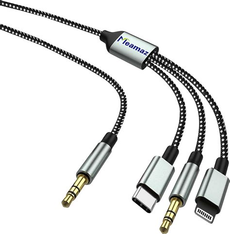 Amazon.com: Meamaz Lightning to 3.5mm, Aux to Type C, USB C, 3.5mm to Lightning Adapter Nylon ...