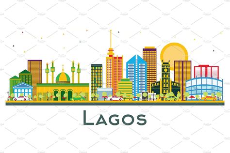 Lagos Nigeria City Skyline Illustration