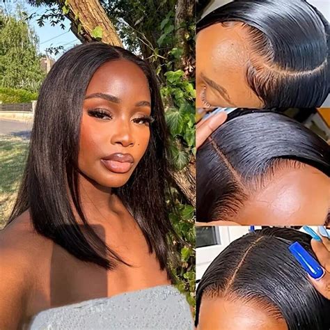 16 Zoll Bob Perücke aus Echthaar, 13x4 Fronthaarteil-Spitzenperücke ...