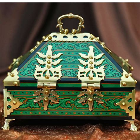 Green Kerala Nettoor Petti – 7×5 inch Handcrafted Jewel Box with Mural ...