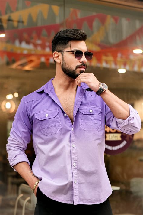 Purple Double Shade Cotton RFD Designer Shirt – Trrendo