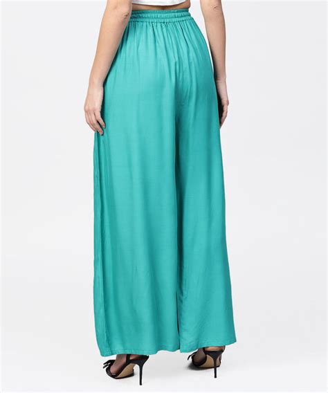 Turquoise blue flared ankle length palazzo – Nayo Clothing