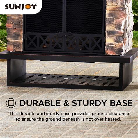 Sunjoy Farmington Outdoor Wood Burning Fireplace with Patio Outside ...