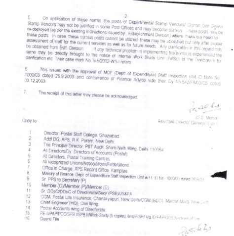 Revised norms for calculation of establishment of Departmental/GDS ...