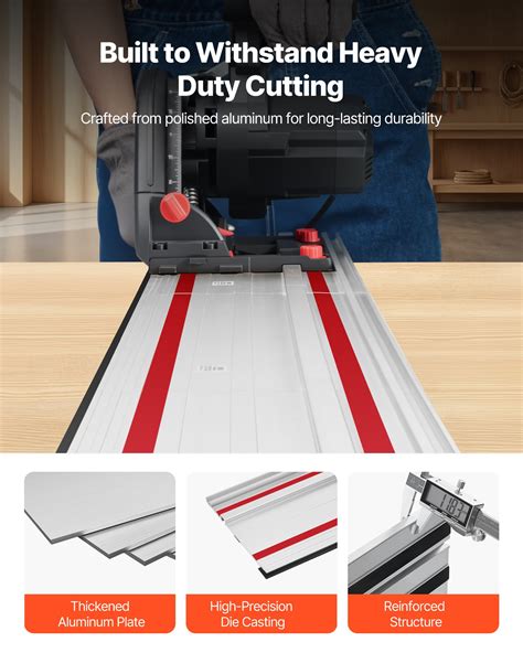 VEVOR Track Saw Guide Rail, 55-Inch Cutting Range, Kit Includes 2 x 27. ...