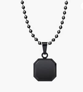 ROOTWAVE Trendy Black Square Locket with Chain Necklace for Boys Men ...
