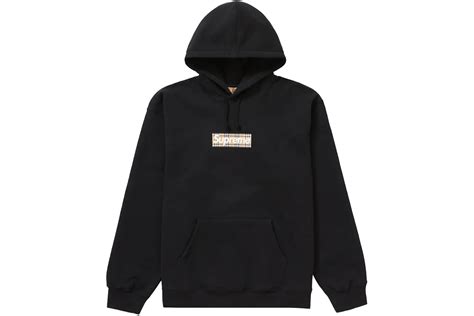 SUPREME BURBERRY BOX LOGO HOODED SWEATSHIRT BLACK