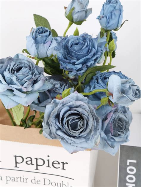 6 Heads 2Pcs Stems Artificial Roses With Stems 21.25" Long Stem Roses ...