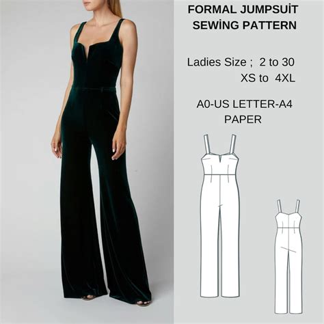 Formal Jumpsuit Sewing Pattern Dungaree Pattern,womens Jumpsuit Pattern US 2 to 30 XS To4xl - Etsy