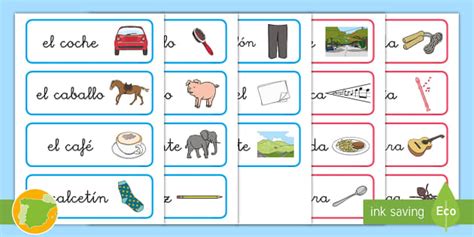 Tarjetas de vocabulario: Masculino o femenino (teacher made)