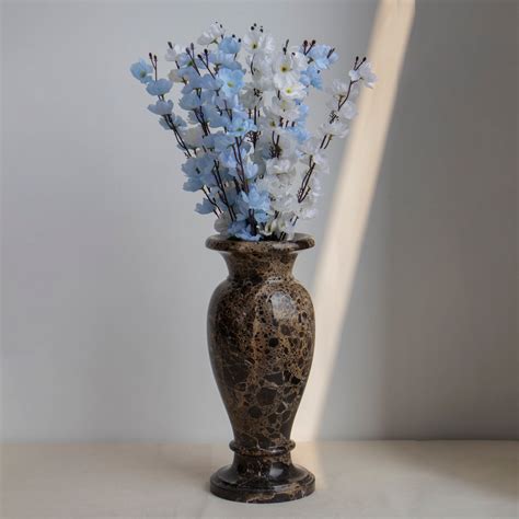 Marble Flower Vase Dark Emperador — Handicraft Bazaar
