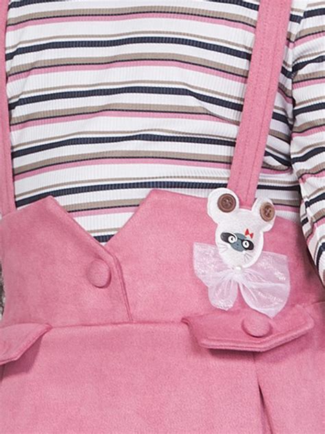 Buy Girls Striped Dungaree with Top | Peppermint