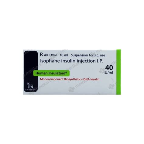 HUMAN INSULATARD 40IU VIAL 10 ML : View Price, Combination and ...