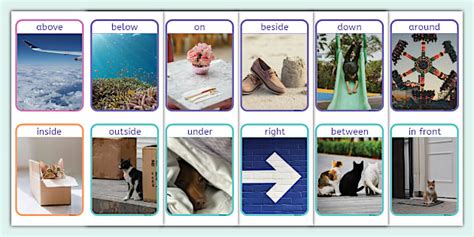 Prepositions Photo Flashcards - Twinkl