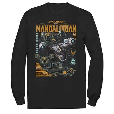 Men's Star Wars The Mandalorian Razor Crest Schematics Poster Tee