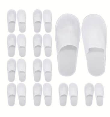 Buy ECO CARE 50 Pairs Disposable Closed Toe Slippers - Fluffy 5mm EVA ...
