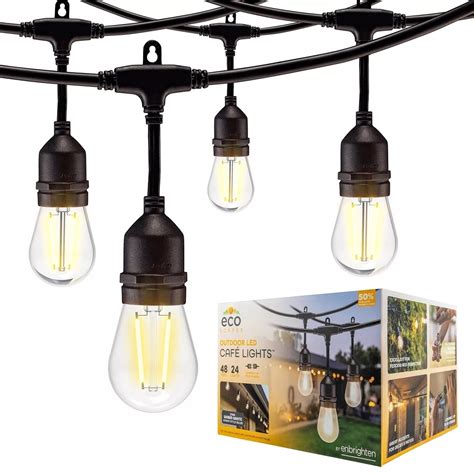 Ecoscapes Outdoor Led Cafe Lights (24 Bulbs 48 Feet), Model: 990327740 ...