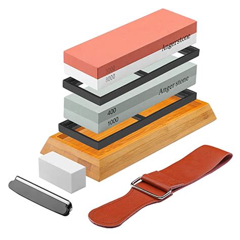 Angerstone Knife Sharpening Stone Kit–400/1000 and 3000/8000 Grit ...