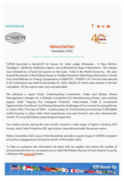 Newsletter | Vol. VI, Issue 12 - ICRIER