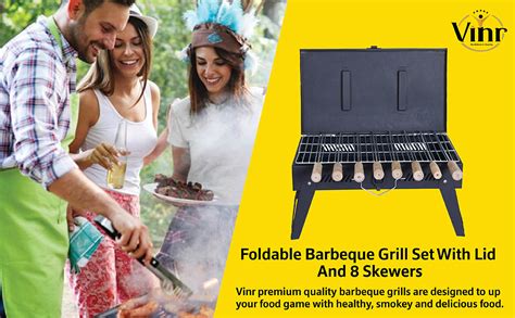 VINR Briefcase Style Traveler Foldable Charcoal Barbeque Grill Set ...