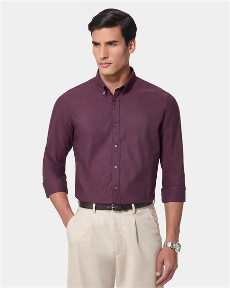 Discover Men’s Pinpoint Oxford Shirt Maroon | Premium Formal Shirt – Vahro