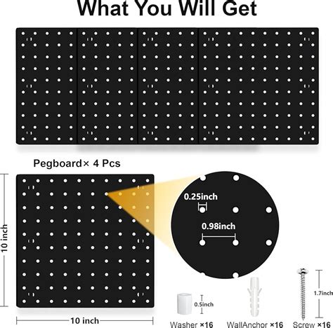 LANSI 4Pcs Peg Board, Black Pegboard Wall Organizer Panels India | Ubuy