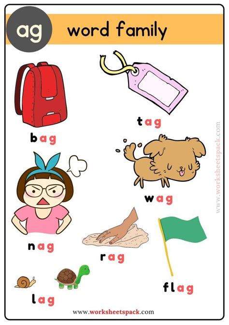 Free Ag Family Words with Pictures - Printable and Online Worksheets ...