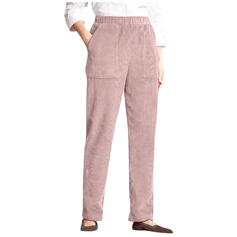 Diufon Women Corduroy Pants Elastic Waist Straight Leg Pant Casual Fall ...