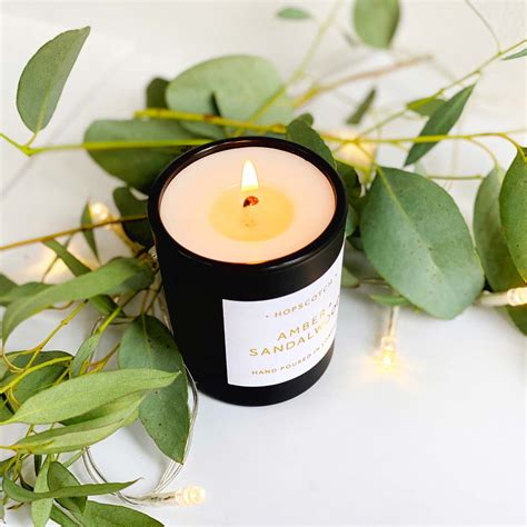 Amber + Sandalwood Scented Soy Candle • HOPSCOTCH