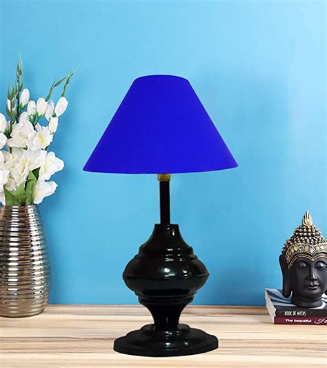 Buy VRCT Blue Cotton Shade Table lamp with Metal Base, Holder Type b-22 ...