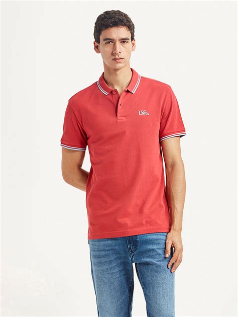Men's Solid Red Slim Fit Polo T-shirt – Levis India Store