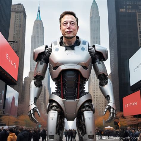 Elon Musk's Giant Mech Body Over New York City | Stable Diffusion Online